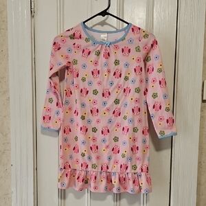 Gymboree Pink Owl and Flower Nightgown Girls 7/8